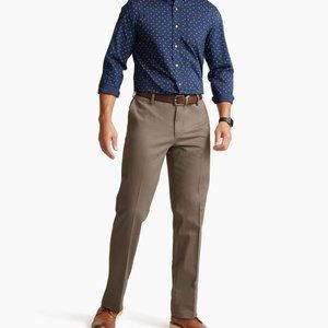 Dockers Men's Straight Fit Easy Khaki Flat Front Pants, Dark Pebble